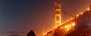 Preview wallpaper bridge, lights, architecture night, water