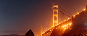 Preview wallpaper bridge, lights, architecture night, water