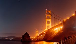 Preview wallpaper bridge, lights, architecture night, water