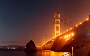 Preview wallpaper bridge, lights, architecture night, water