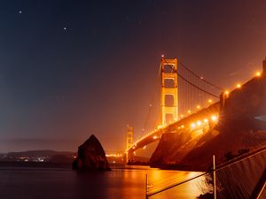 Preview wallpaper bridge, lights, architecture night, water