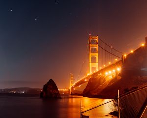 Preview wallpaper bridge, lights, architecture night, water