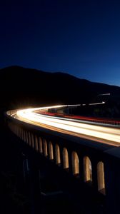 Preview wallpaper bridge, lights, night, turn, long exposure