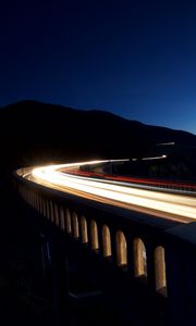 Preview wallpaper bridge, lights, night, turn, long exposure