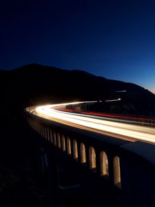 Preview wallpaper bridge, lights, night, turn, long exposure