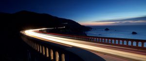 Preview wallpaper bridge, lights, night, turn, long exposure