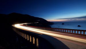 Preview wallpaper bridge, lights, night, turn, long exposure