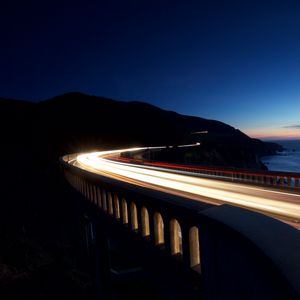 Preview wallpaper bridge, lights, night, turn, long exposure