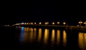 Preview wallpaper bridge, lights, night, reflection, dark