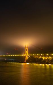 Preview wallpaper bridge, lights, night, fog