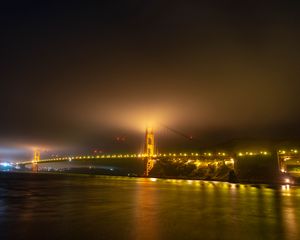 Preview wallpaper bridge, lights, night, fog