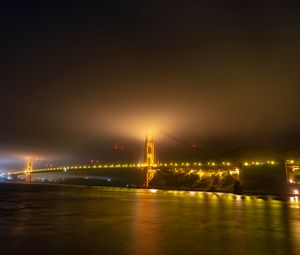 Preview wallpaper bridge, lights, night, fog
