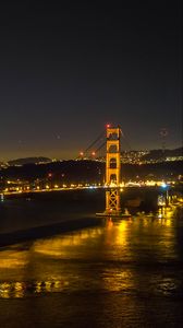 Preview wallpaper bridge, lights, night, river