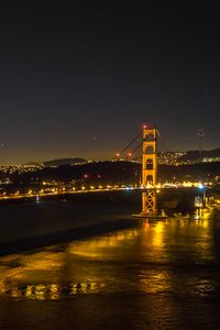 Preview wallpaper bridge, lights, night, river