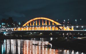 Preview wallpaper bridge, lights, reflection, water, night