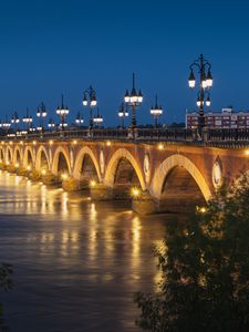 Preview wallpaper bridge, lights, water, reflection, city, buildings