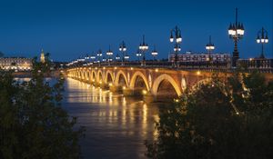 Preview wallpaper bridge, lights, water, reflection, city, buildings