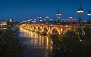 Preview wallpaper bridge, lights, water, reflection, city, buildings