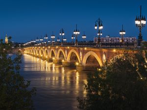 Preview wallpaper bridge, lights, water, reflection, city, buildings