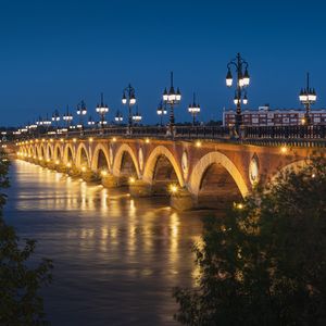 Preview wallpaper bridge, lights, water, reflection, city, buildings