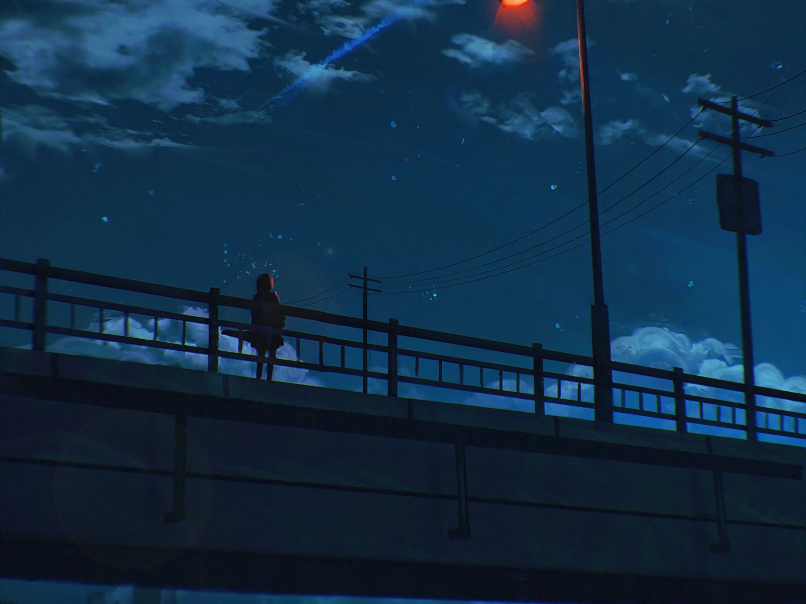 Download wallpaper 1600x1200 bridge, loneliness, art, night, sky ...