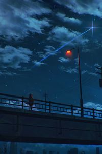 Preview wallpaper bridge, loneliness, art, night, sky, lantern