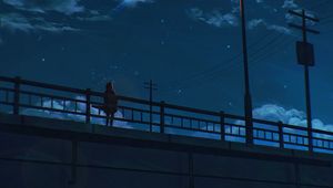 Preview wallpaper bridge, loneliness, art, night, sky, lantern