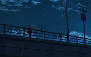 Preview wallpaper bridge, loneliness, art, night, sky, lantern
