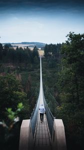 Preview wallpaper bridge, man, alone, nature, view