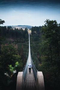 Preview wallpaper bridge, man, alone, nature, view