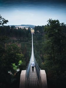 Preview wallpaper bridge, man, alone, nature, view