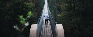 Preview wallpaper bridge, man, alone, nature, view