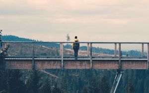 Preview wallpaper bridge, man, loneliness, nature