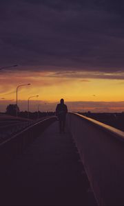 Preview wallpaper bridge, man, night, solitude