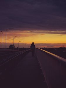 Preview wallpaper bridge, man, night, solitude