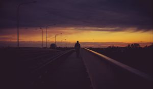 Preview wallpaper bridge, man, night, solitude