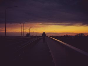 Preview wallpaper bridge, man, night, solitude