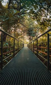 Preview wallpaper bridge, metal, trees, bushes, plants