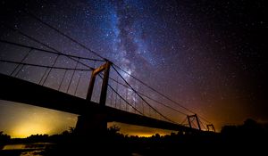 Preview wallpaper bridge, milky way, night, stars, dark