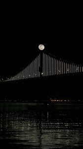 Preview wallpaper bridge, moon, water, night, black