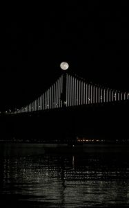 Preview wallpaper bridge, moon, water, night, black