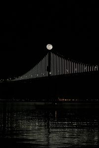 Preview wallpaper bridge, moon, water, night, black