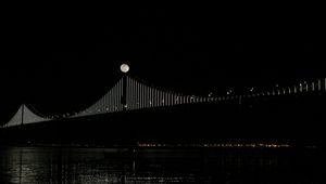 Preview wallpaper bridge, moon, water, night, black