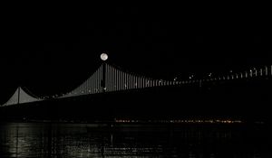 Preview wallpaper bridge, moon, water, night, black
