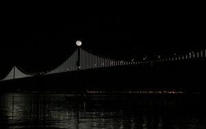 Preview wallpaper bridge, moon, water, night, black