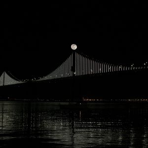 Preview wallpaper bridge, moon, water, night, black