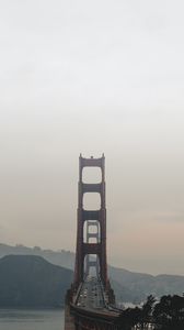 Preview wallpaper bridge, mountains, fog, coast, landscape