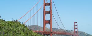 Preview wallpaper bridge, mountains, grass