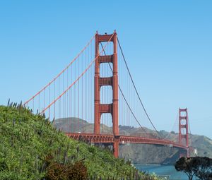 Preview wallpaper bridge, mountains, grass