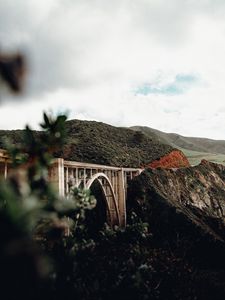 Preview wallpaper bridge, mountains, hills, nature, monterey, california